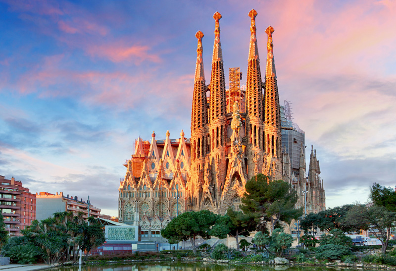 BARCELONA, SPAIN - FEBRUARY 10, 2016: Sagrada Familia basilica in Barcelona. The Antoni Gaudi masterpiece has become a UNESCO World Heritage Site in 1984.