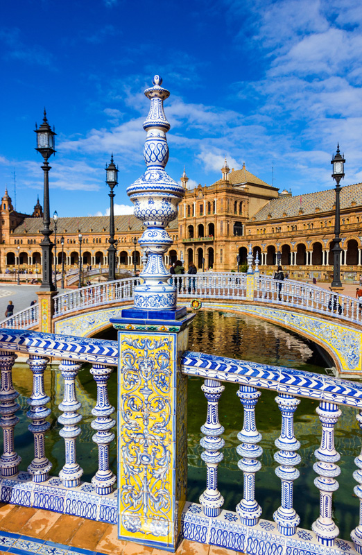 Ceramic fence in Plaza de Espana in Seville, Spain.